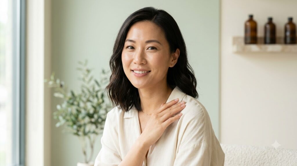 Juvelook skin booster before and after – woman with fresh dewy skin in Seoul